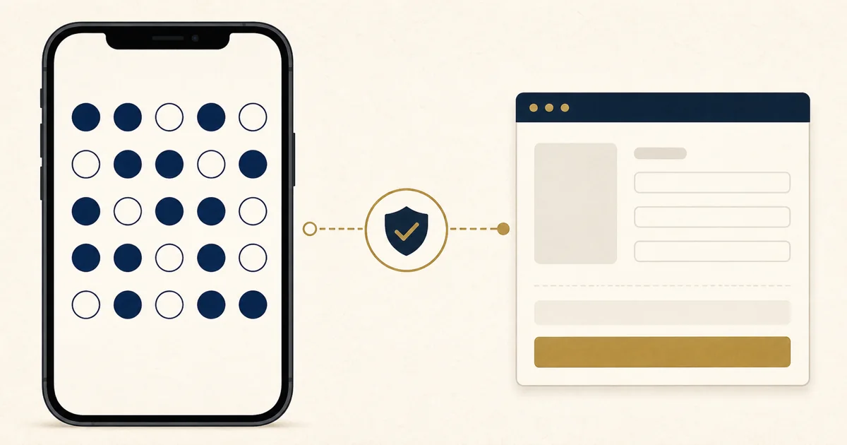 Ilustração de volante 5 por 5 com 15 marcações em celular e tela de verificação